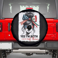 American Mexican Roots Spare Tire Cover Messy Bun Mexico America Half American Flag - Wonder Print Shop