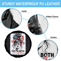 American Mexican Roots Spare Tire Cover Messy Bun Mexico America Half American Flag - Wonder Print Shop