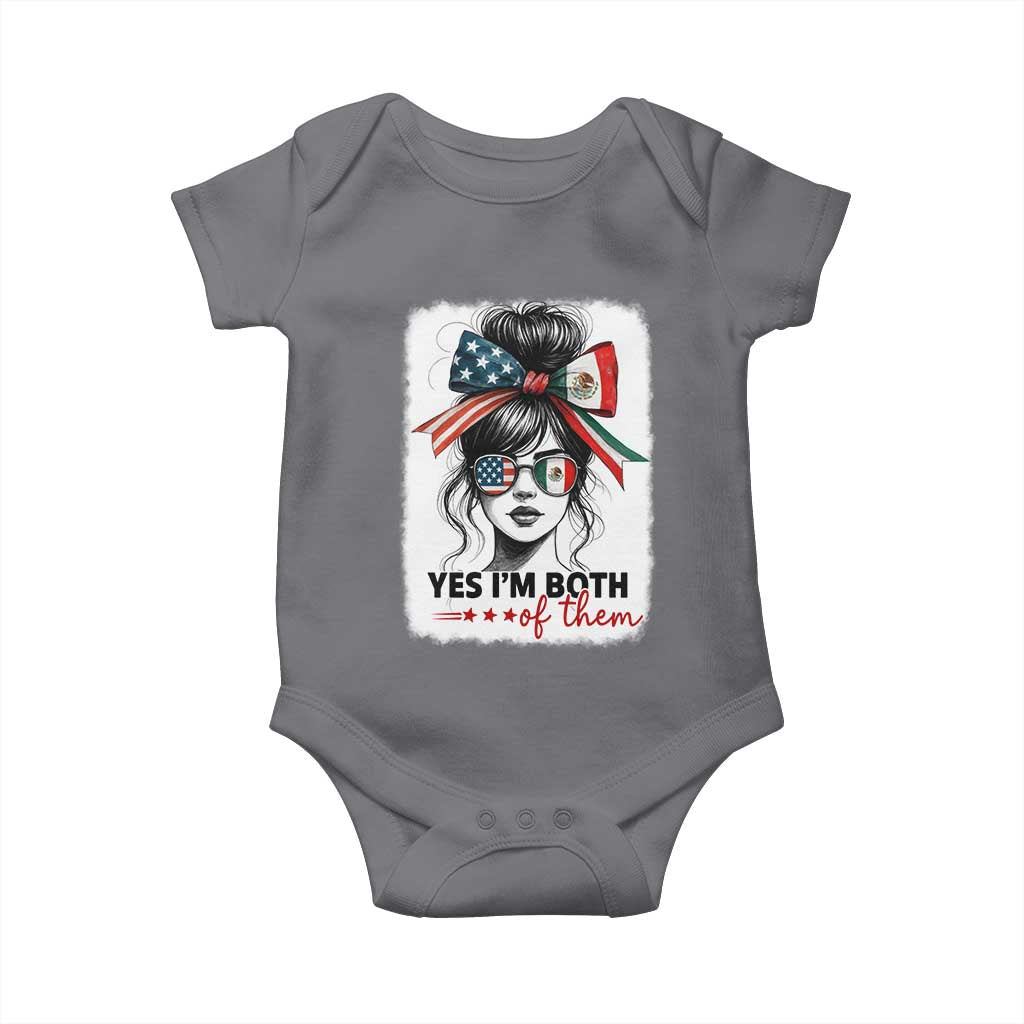 American Mexican Roots Baby Onesie Messy Bun Mexico America Half American Flag - Wonder Print Shop
