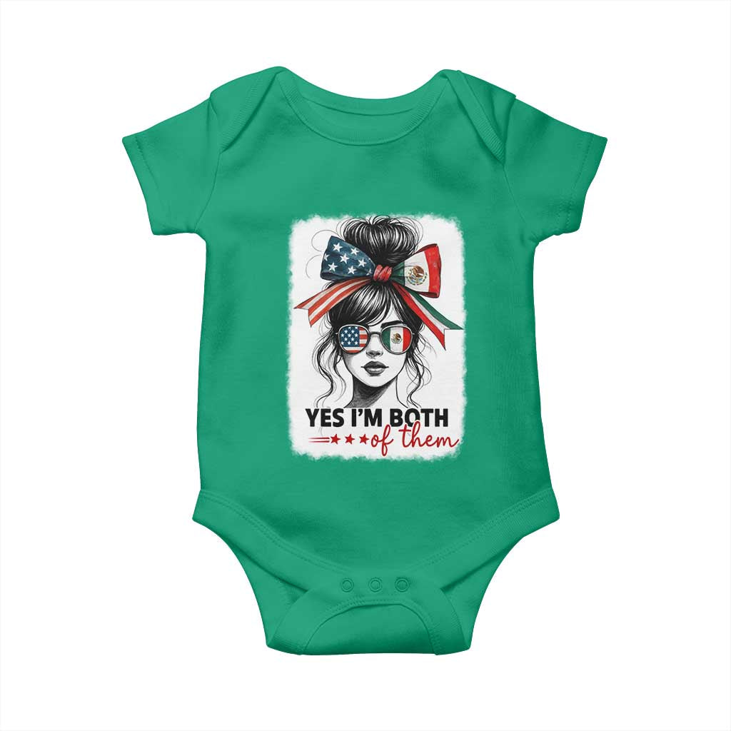American Mexican Roots Baby Onesie Messy Bun Mexico America Half American Flag - Wonder Print Shop