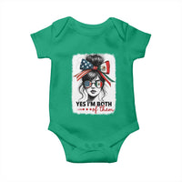 American Mexican Roots Baby Onesie Messy Bun Mexico America Half American Flag - Wonder Print Shop
