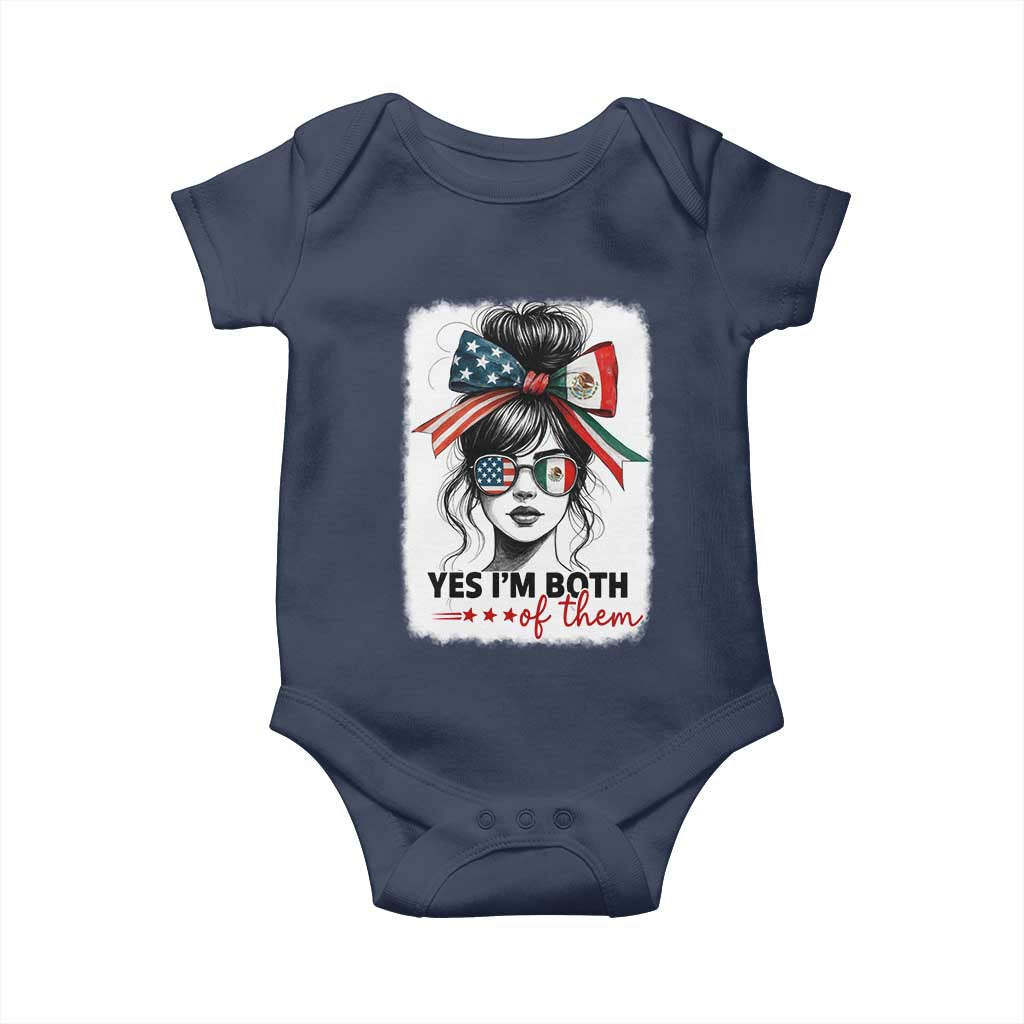 American Mexican Roots Baby Onesie Messy Bun Mexico America Half American Flag - Wonder Print Shop