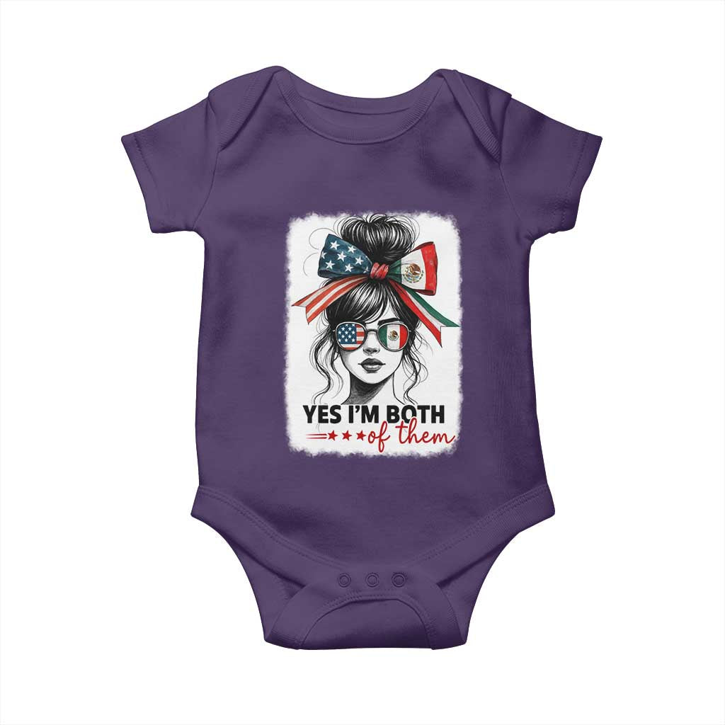 American Mexican Roots Baby Onesie Messy Bun Mexico America Half American Flag - Wonder Print Shop