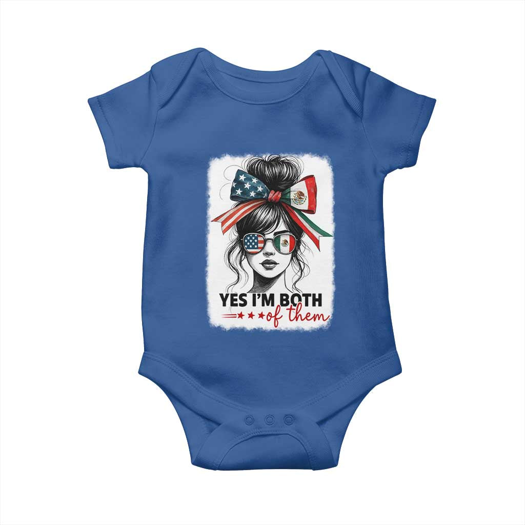 American Mexican Roots Baby Onesie Messy Bun Mexico America Half American Flag - Wonder Print Shop