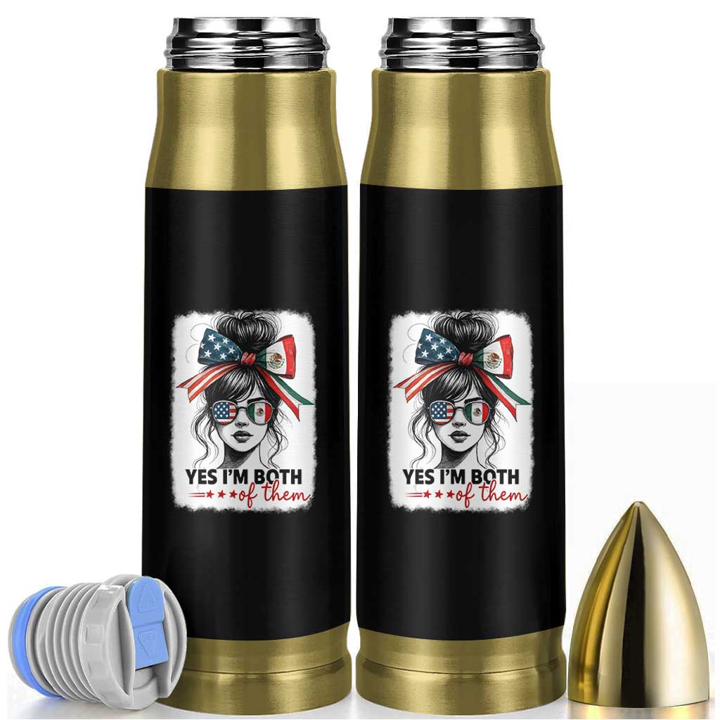 American Mexican Roots Bullet Tumbler Messy Bun Mexico America Half American Flag - Wonder Print Shop
