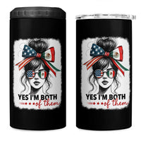 American Mexican Roots 4 in 1 Can Cooler Tumbler Messy Bun Mexico America Half American Flag - Wonder Print Shop