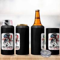 American Mexican Roots 4 in 1 Can Cooler Tumbler Messy Bun Mexico America Half American Flag - Wonder Print Shop