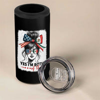 American Mexican Roots 4 in 1 Can Cooler Tumbler Messy Bun Mexico America Half American Flag - Wonder Print Shop