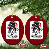American Mexican Roots Ceramic Ornament Messy Bun Mexico America Half American Flag - Wonder Print Shop
