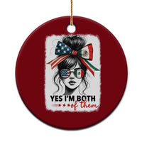 American Mexican Roots Ceramic Ornament Messy Bun Mexico America Half American Flag - Wonder Print Shop