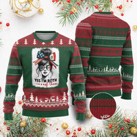 American Mexican Roots Ugly Christmas Sweater Messy Bun Mexico America Half American Flag - Wonder Print Shop