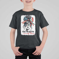American Mexican Roots T Shirt For Kid Messy Bun Mexico America Half American Flag - Wonder Print Shop