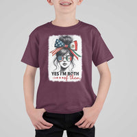 American Mexican Roots T Shirt For Kid Messy Bun Mexico America Half American Flag - Wonder Print Shop