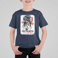 American Mexican Roots T Shirt For Kid Messy Bun Mexico America Half American Flag - Wonder Print Shop
