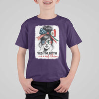 American Mexican Roots T Shirt For Kid Messy Bun Mexico America Half American Flag - Wonder Print Shop