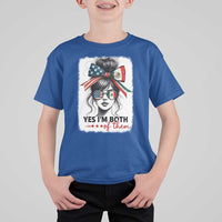 American Mexican Roots T Shirt For Kid Messy Bun Mexico America Half American Flag - Wonder Print Shop