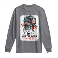 American Mexican Roots Long Sleeve Shirt Messy Bun Mexico America Half American Flag - Wonder Print Shop