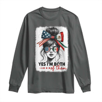 American Mexican Roots Long Sleeve Shirt Messy Bun Mexico America Half American Flag - Wonder Print Shop