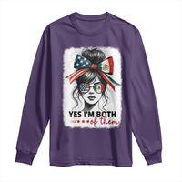 American Mexican Roots Long Sleeve Shirt Messy Bun Mexico America Half American Flag - Wonder Print Shop
