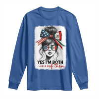American Mexican Roots Long Sleeve Shirt Messy Bun Mexico America Half American Flag - Wonder Print Shop