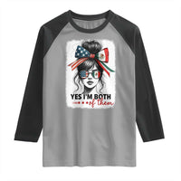 American Mexican Roots Raglan Shirt Messy Bun Mexico America Half American Flag - Wonder Print Shop