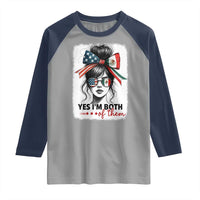 American Mexican Roots Raglan Shirt Messy Bun Mexico America Half American Flag - Wonder Print Shop
