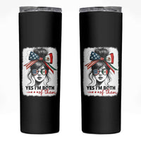 American Mexican Roots Skinny Tumbler Messy Bun Mexico America Half American Flag - Wonder Print Shop