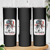 American Mexican Roots Skinny Tumbler Messy Bun Mexico America Half American Flag - Wonder Print Shop