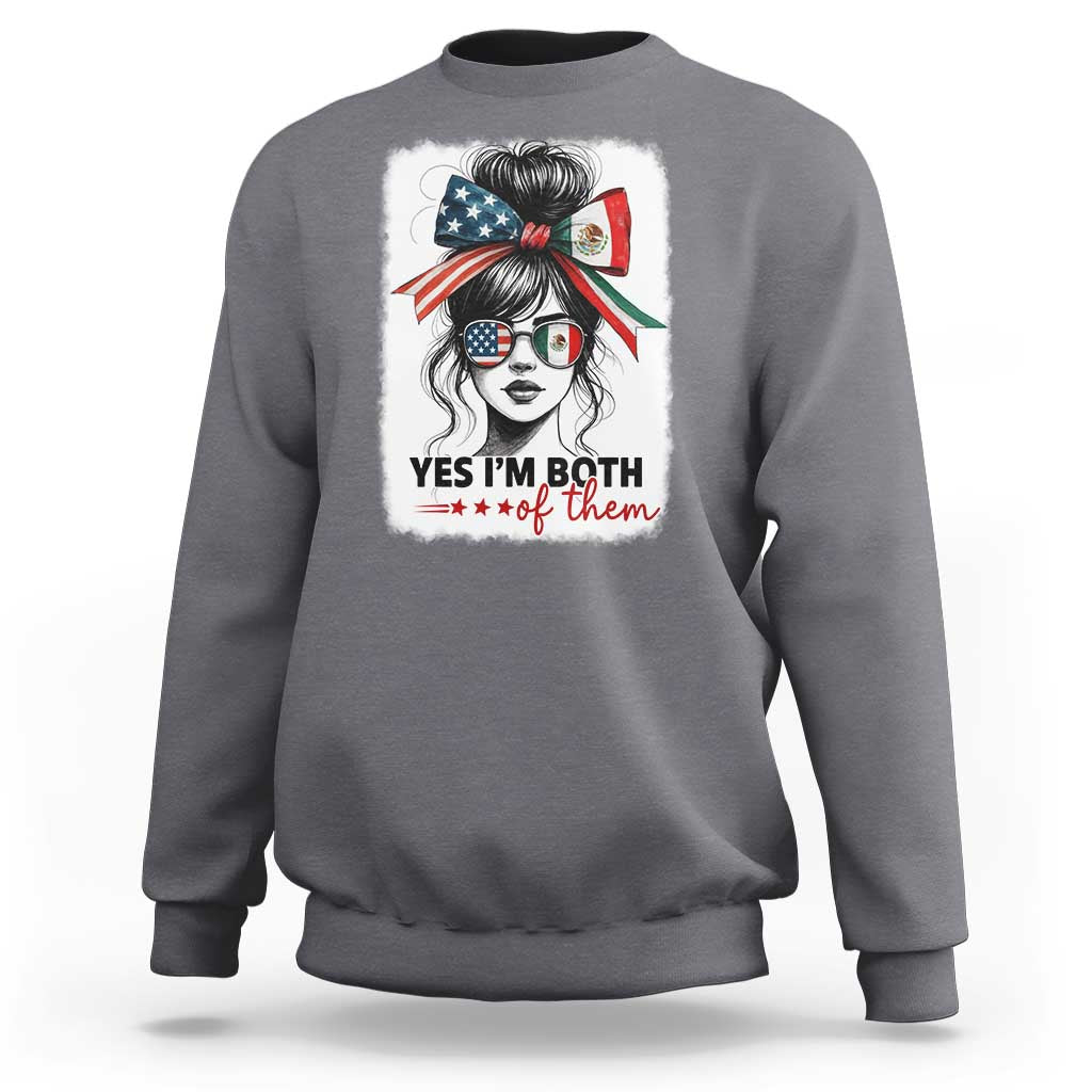 American Mexican Roots Sweatshirt Messy Bun Mexico America Half American Flag - Wonder Print Shop