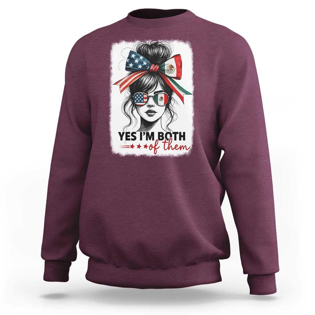 American Mexican Roots Sweatshirt Messy Bun Mexico America Half American Flag - Wonder Print Shop