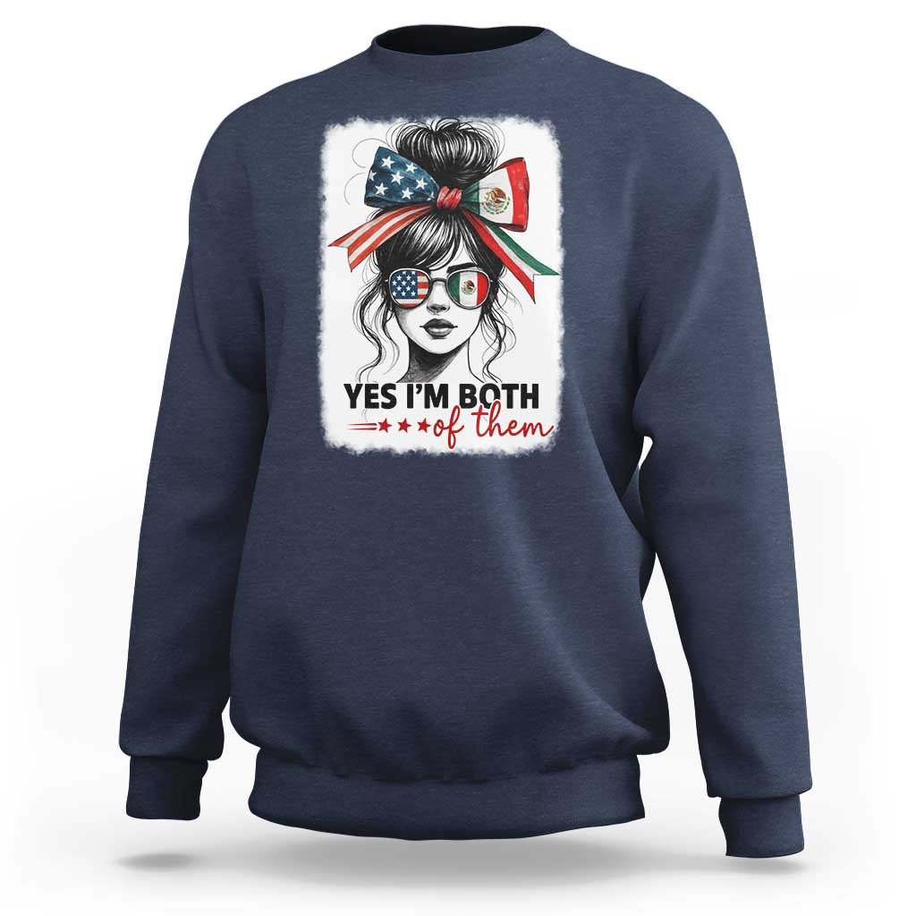 American Mexican Roots Sweatshirt Messy Bun Mexico America Half American Flag - Wonder Print Shop