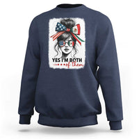 American Mexican Roots Sweatshirt Messy Bun Mexico America Half American Flag - Wonder Print Shop