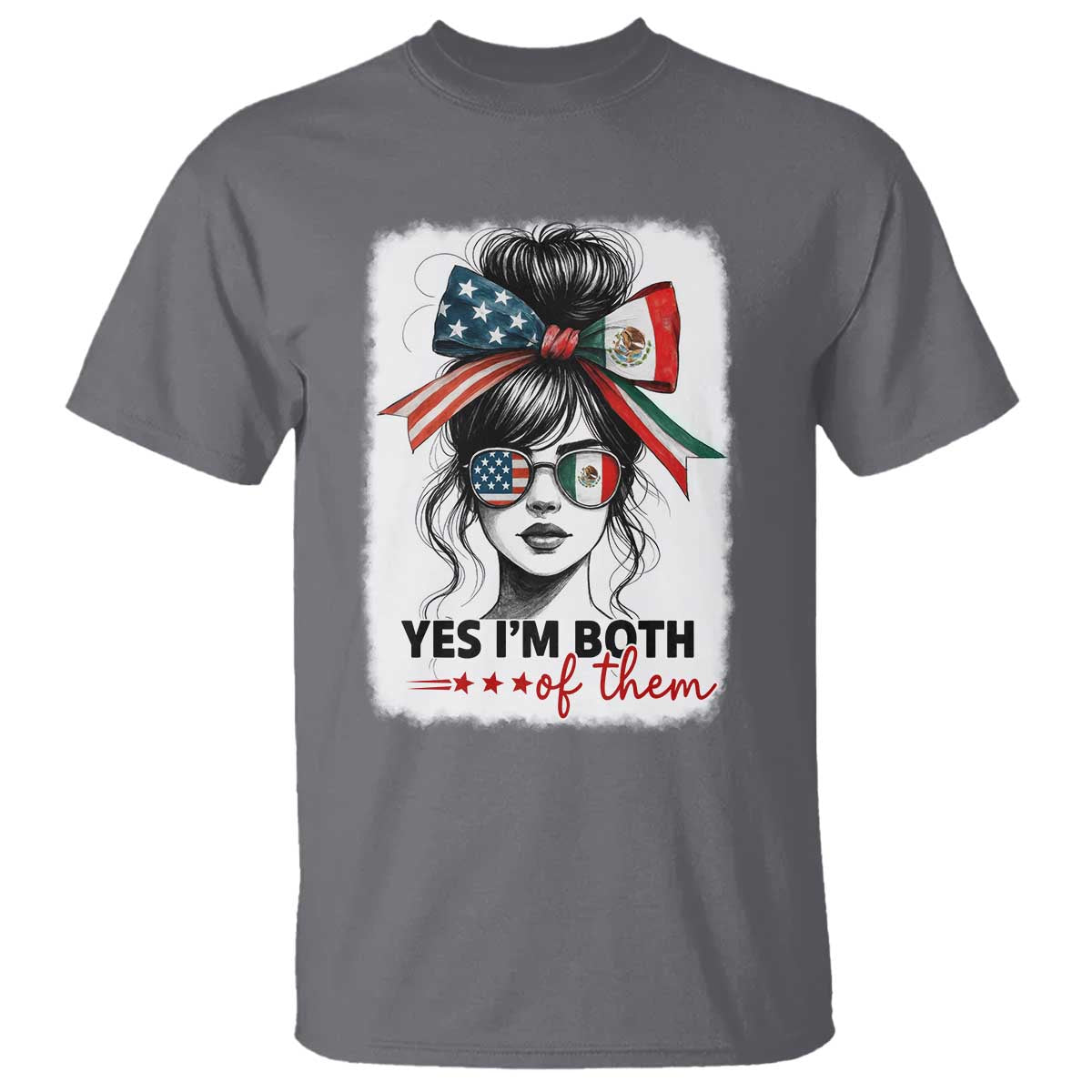 American Mexican Roots T Shirt Messy Bun Mexico America Half American Flag - Wonder Print Shop