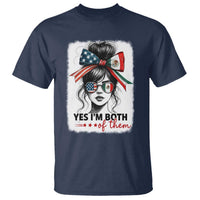 American Mexican Roots T Shirt Messy Bun Mexico America Half American Flag - Wonder Print Shop