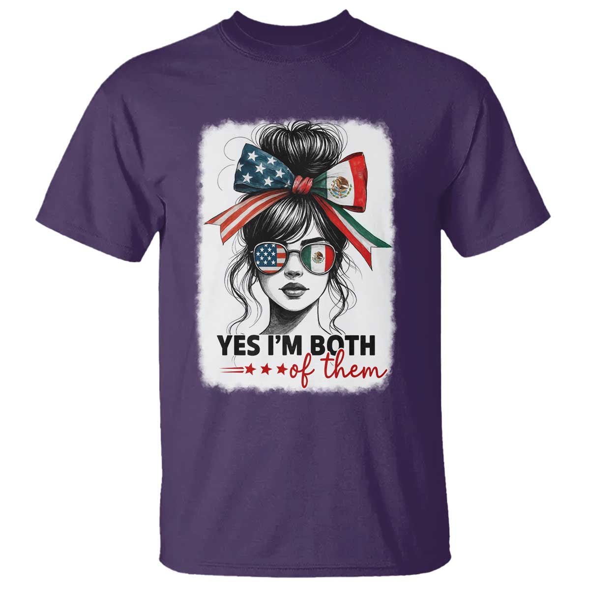 American Mexican Roots T Shirt Messy Bun Mexico America Half American Flag - Wonder Print Shop