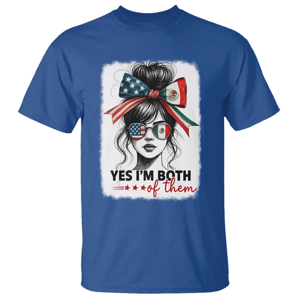 American Mexican Roots T Shirt Messy Bun Mexico America Half American Flag - Wonder Print Shop