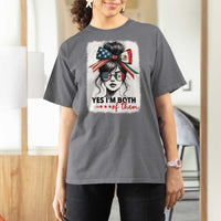 American Mexican Roots T Shirt For Women Messy Bun Mexico America Half American Flag - Wonder Print Shop