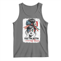 American Mexican Roots Tank Top Messy Bun Mexico America Half American Flag - Wonder Print Shop