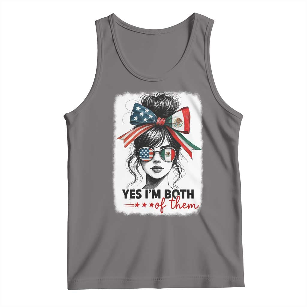 American Mexican Roots Tank Top Messy Bun Mexico America Half American Flag - Wonder Print Shop