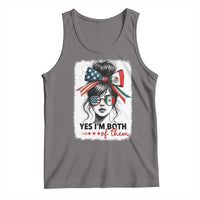American Mexican Roots Tank Top Messy Bun Mexico America Half American Flag - Wonder Print Shop