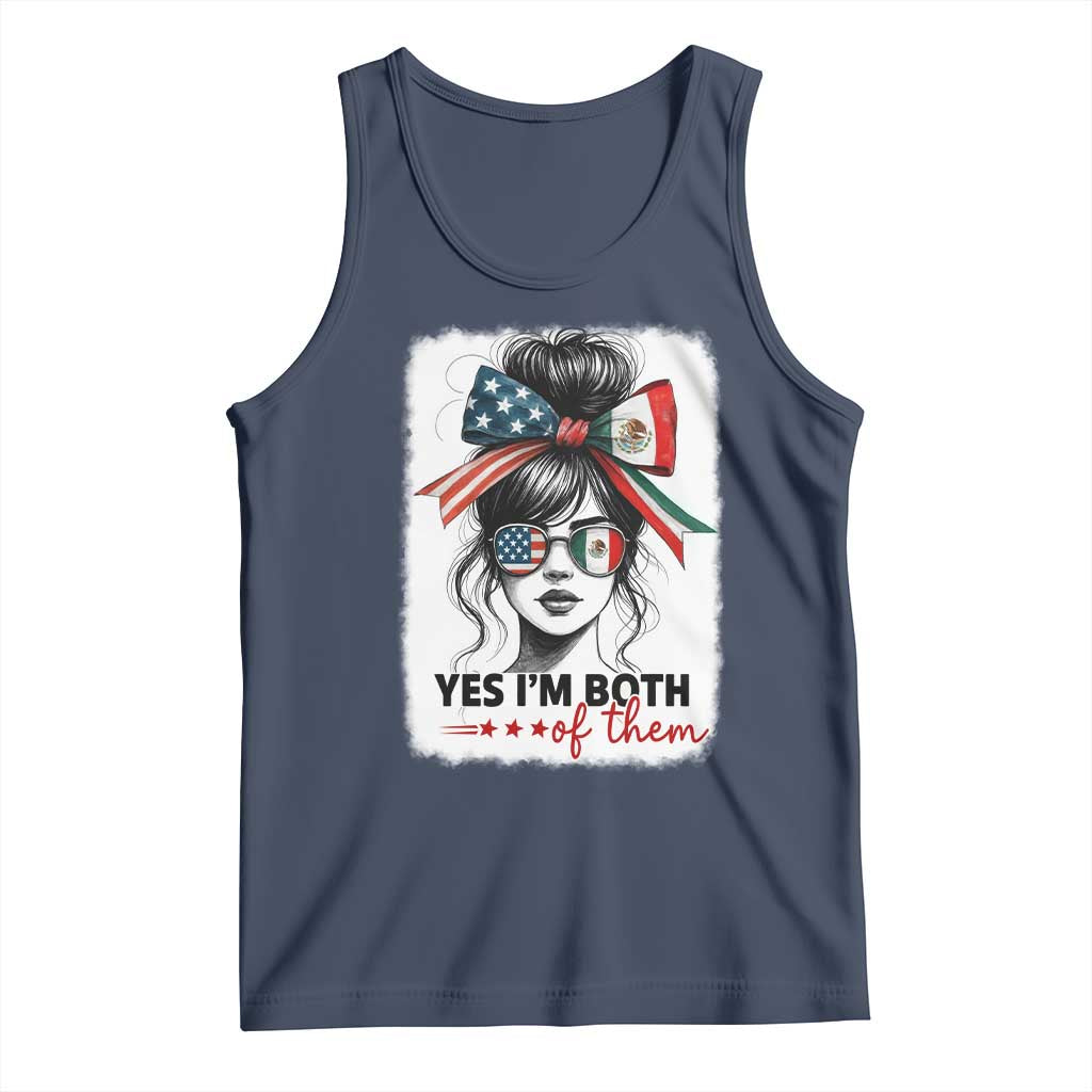 American Mexican Roots Tank Top Messy Bun Mexico America Half American Flag - Wonder Print Shop