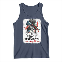 American Mexican Roots Tank Top Messy Bun Mexico America Half American Flag - Wonder Print Shop