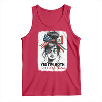 American Mexican Roots Tank Top Messy Bun Mexico America Half American Flag - Wonder Print Shop