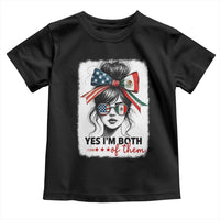 American Mexican Roots Toddler T Shirt Messy Bun Mexico America Half American Flag - Wonder Print Shop