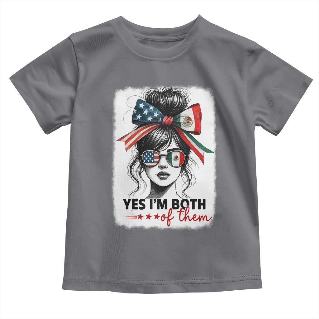 American Mexican Roots Toddler T Shirt Messy Bun Mexico America Half American Flag - Wonder Print Shop
