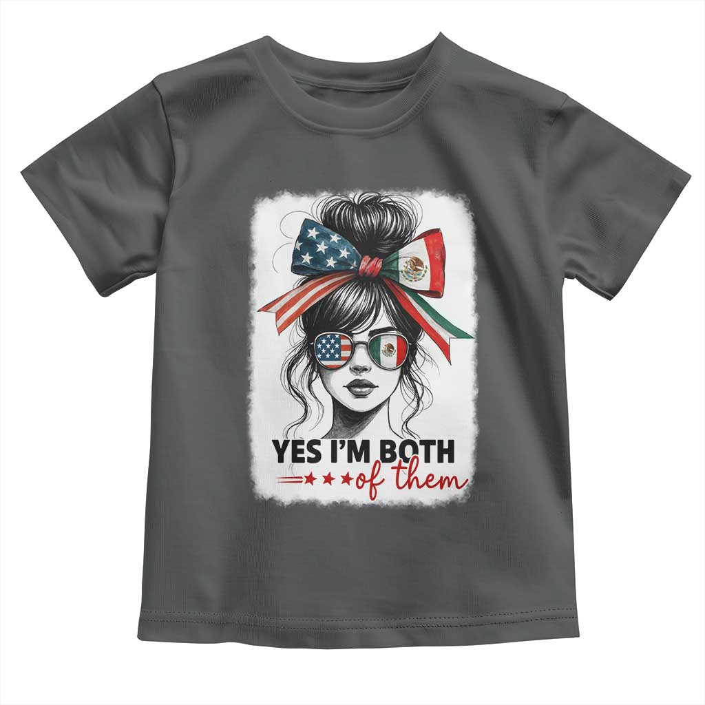 American Mexican Roots Toddler T Shirt Messy Bun Mexico America Half American Flag - Wonder Print Shop