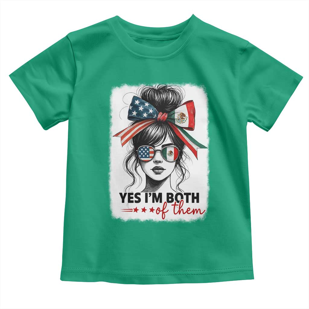American Mexican Roots Toddler T Shirt Messy Bun Mexico America Half American Flag - Wonder Print Shop
