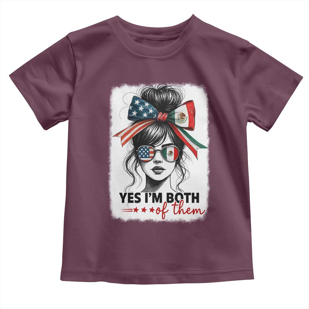 American Mexican Roots Toddler T Shirt Messy Bun Mexico America Half American Flag - Wonder Print Shop