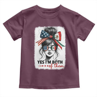 American Mexican Roots Toddler T Shirt Messy Bun Mexico America Half American Flag - Wonder Print Shop