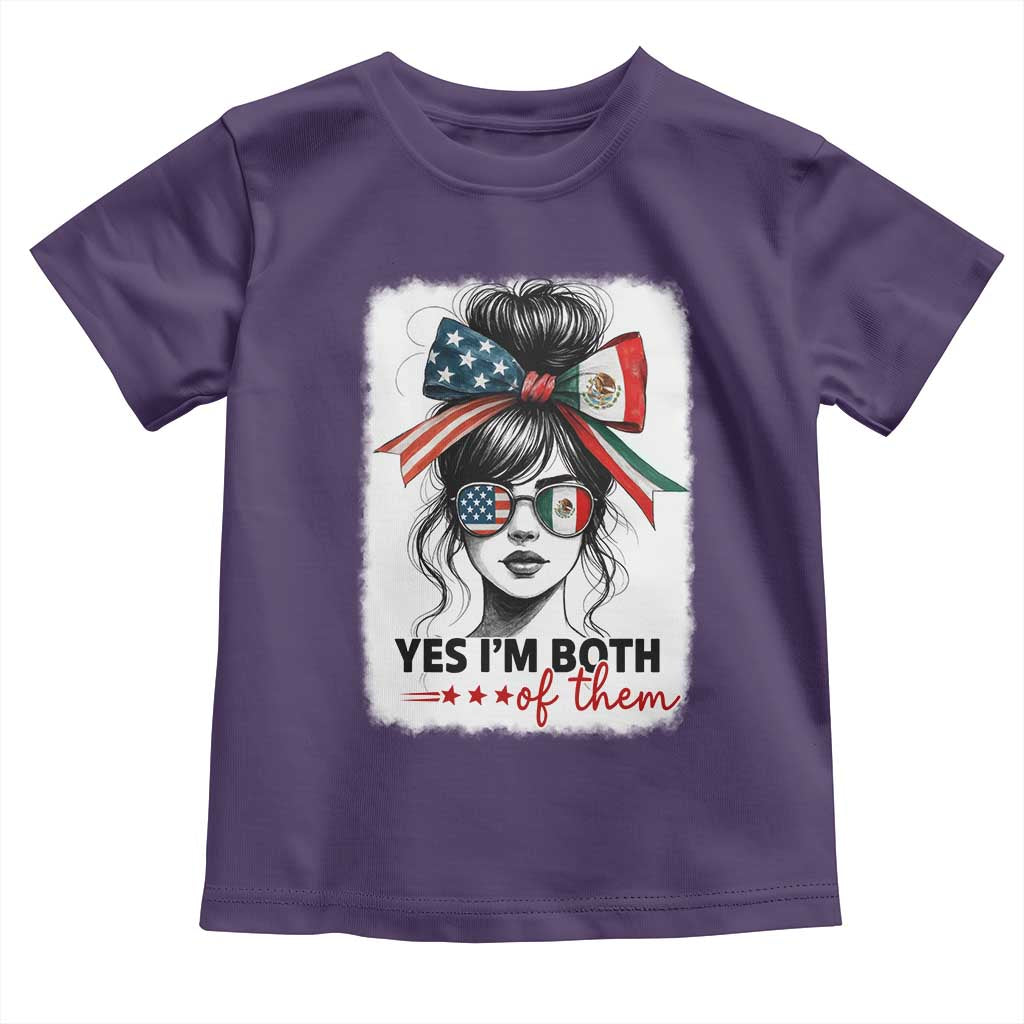 American Mexican Roots Toddler T Shirt Messy Bun Mexico America Half American Flag - Wonder Print Shop